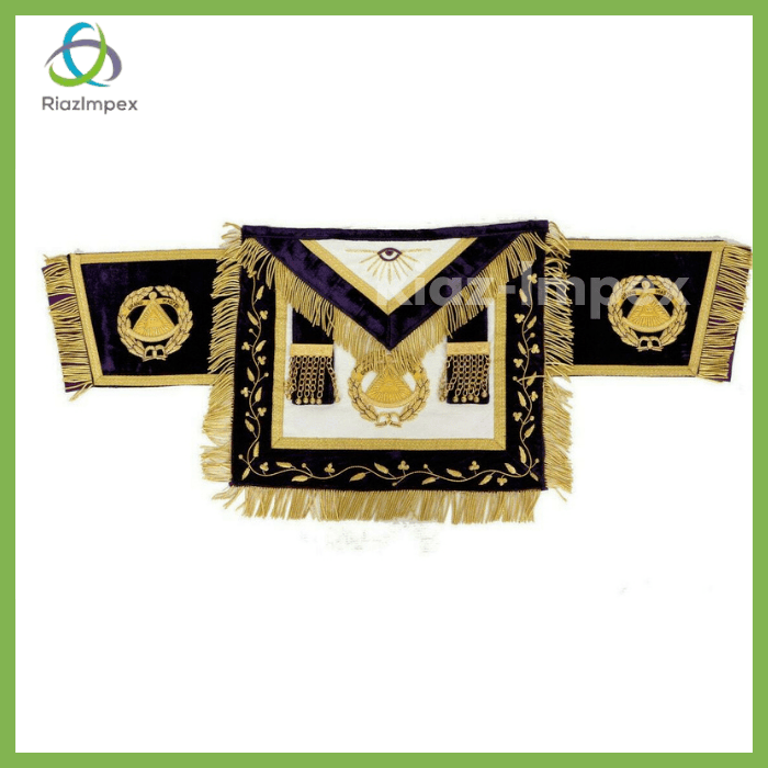 RIAZ IMPEX MASONIC REGALIA MASONIC GRAND MASTER Apron & Cuff's Purple best quality