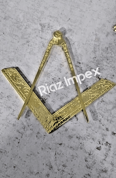 RIAZ IMPEX MASONIC REGALIA Masonic Lodge Ceremonial GOLD 6" LARGE Square and Compass For Bible CLASS A