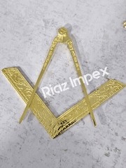 Masonic Lodge Ceremonial Gold 6" Square and Compass for Bible – Class A
