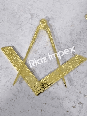 RIAZ IMPEX MASONIC REGALIA Masonic Lodge Ceremonial GOLD 6" LARGE Square and Compass For Bible CLASS A