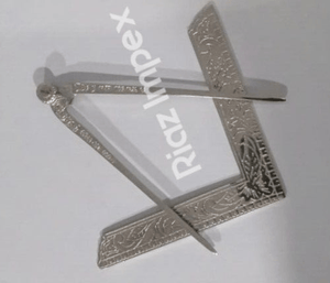 RIAZ IMPEX MASONIC REGALIA Masonic Lodge Ceremonial SILVER 6" LARGE Square and Compass For Bible CLASS A