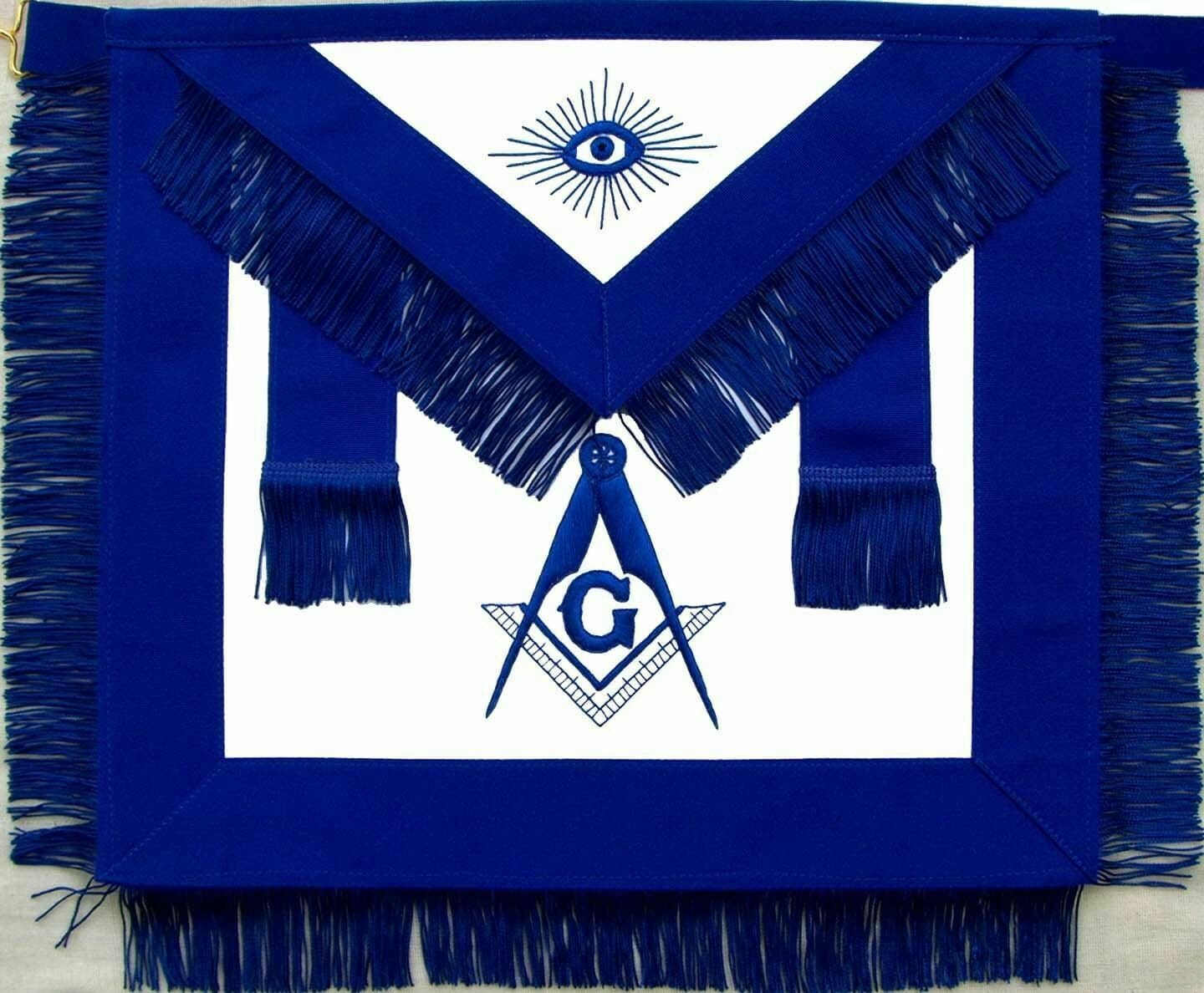 Masonic Master Mason Blue Apron with Fringe Hand Embroidered | Riaz ...