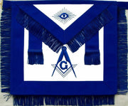 Masonic Master Mason Blue Apron with Fringe Hand Embroidered