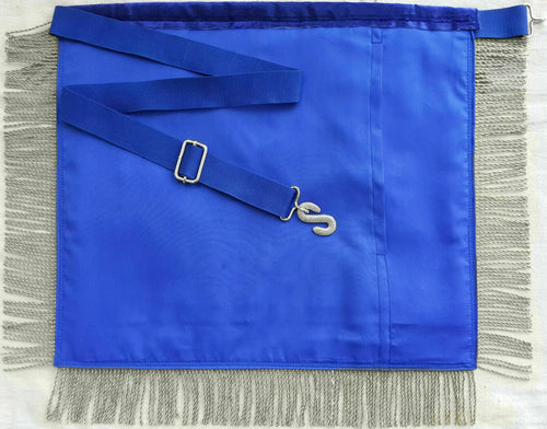 RIAZ IMPEX MASONIC REGALIA MASONIC MASTER MASON APRON HAND EMBROIDERED SILVER BULLION VINE WORK