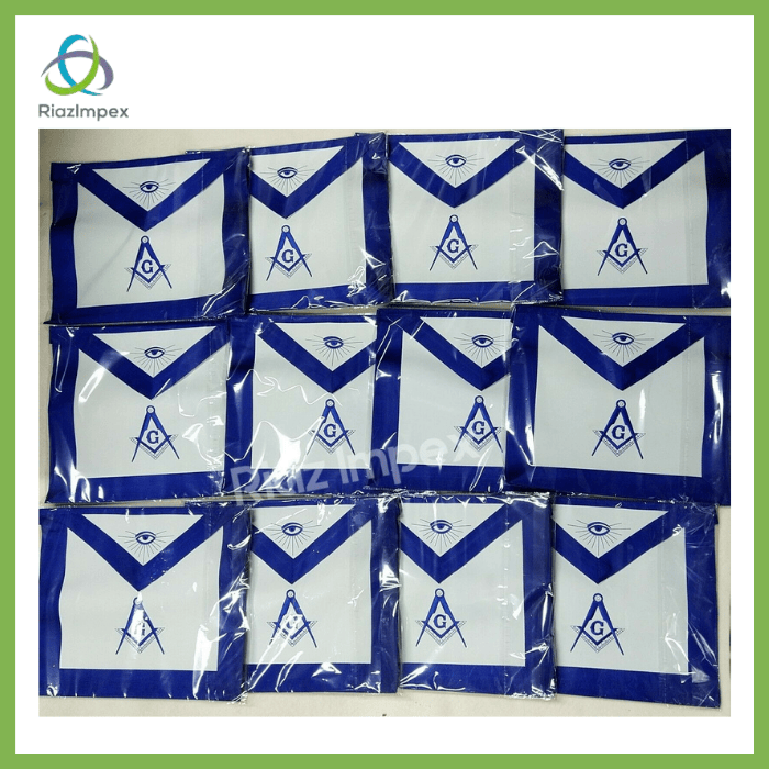 RIAZ IMPEX MASONIC REGALIA MASONIC MASTER MASON APRONS BLUE LODGE EMBROIDERED - PACK OF 12 BEST QUALITY