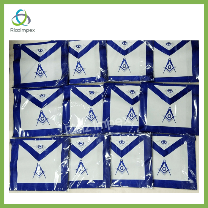 RIAZ IMPEX MASONIC REGALIA MASONIC MASTER MASON APRONS BLUE LODGE EMBROIDERED - PACK OF 12 BEST QUALITY