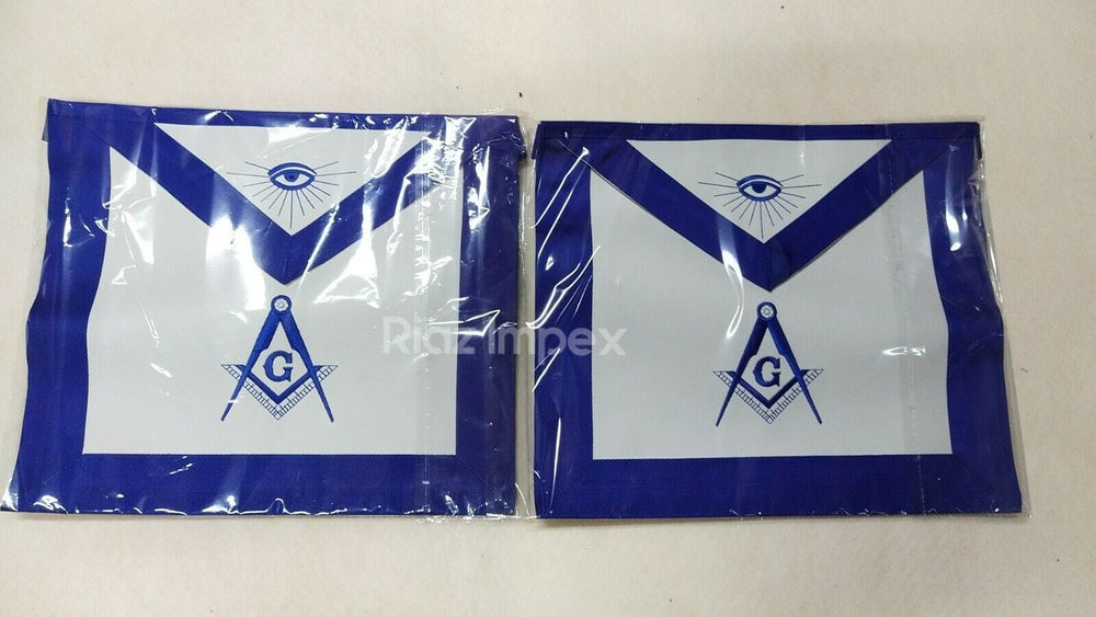 RIAZ IMPEX MASONIC REGALIA MASONIC MASTER MASON APRONS BLUE LODGE EMBROIDERED - PACK OF 2 BEST QUALITY