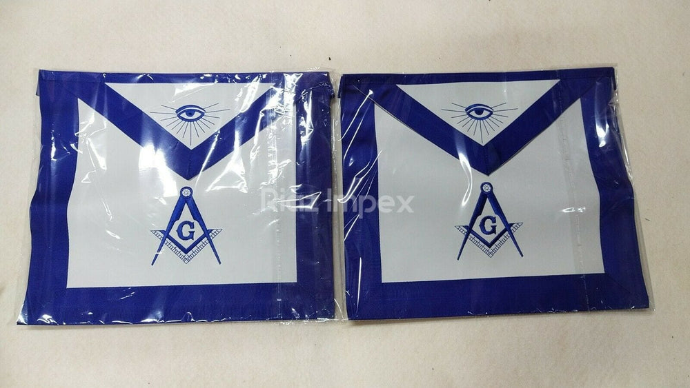 RIAZ IMPEX MASONIC REGALIA MASONIC MASTER MASON APRONS BLUE LODGE EMBROIDERED - PACK OF 2 BEST QUALITY