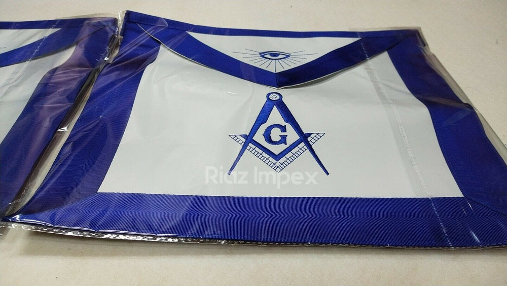 RIAZ IMPEX MASONIC REGALIA MASONIC MASTER MASON APRONS BLUE LODGE EMBROIDERED - PACK OF 2 BEST QUALITY