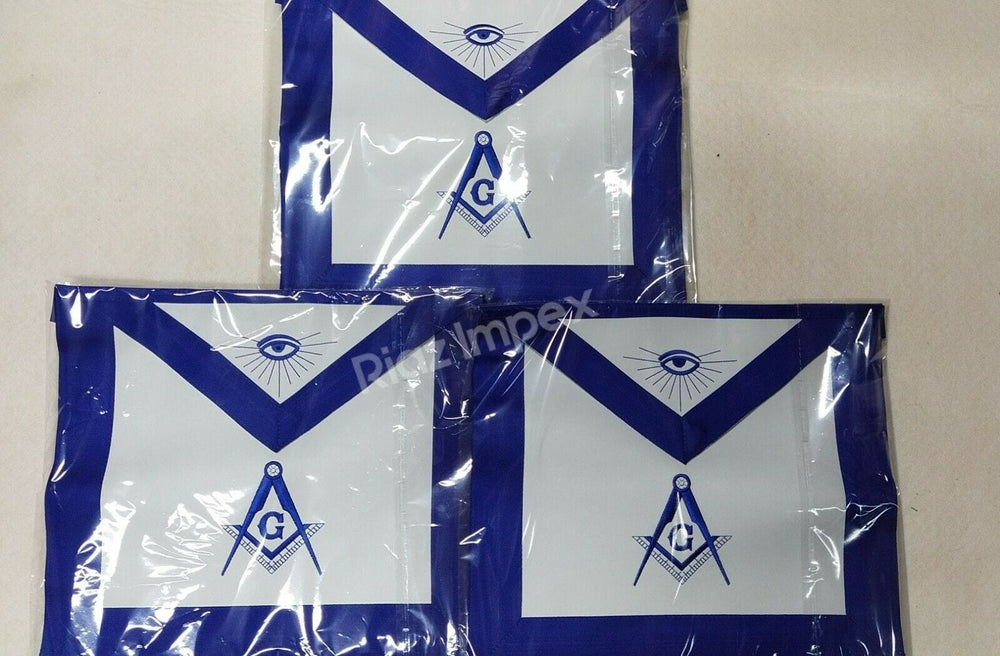 RIAZ IMPEX MASONIC REGALIA MASONIC MASTER MASON APRONS BLUE LODGE EMBROIDERED - PACK OF 3 BEST QUALITY