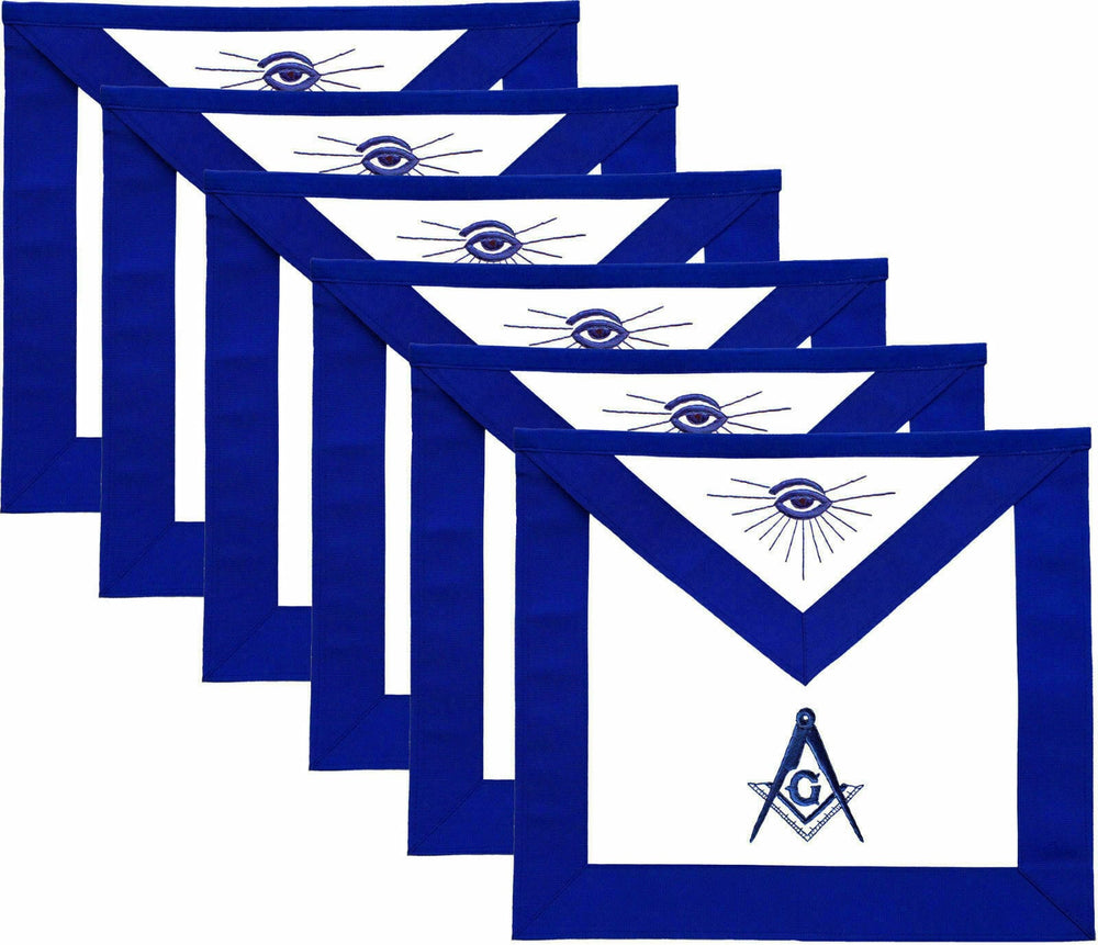 RIAZ IMPEX MASONIC REGALIA MASONIC MASTER MASON APRONS BLUE LODGE EMBROIDERED - PACK OF 6 BEST QUALITY