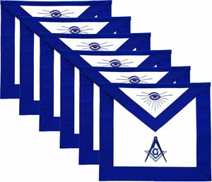 RIAZ IMPEX MASONIC REGALIA MASONIC MASTER MASON APRONS BLUE LODGE EMBROIDERED - PACK OF 6 BEST QUALITY