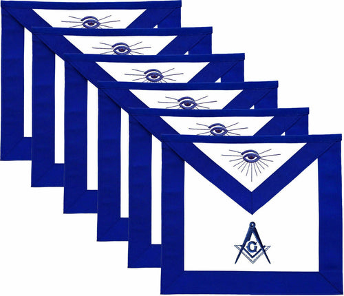 RIAZ IMPEX MASONIC REGALIA MASONIC MASTER MASON APRONS BLUE LODGE EMBROIDERED - PACK OF 6 BEST QUALITY