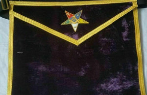 RIAZ IMPEX MASONIC REGALIA MASONIC OES HAND EMBROIDER WORTHY PATRON/MATRON APRON AND COLLAR SET PURPLE