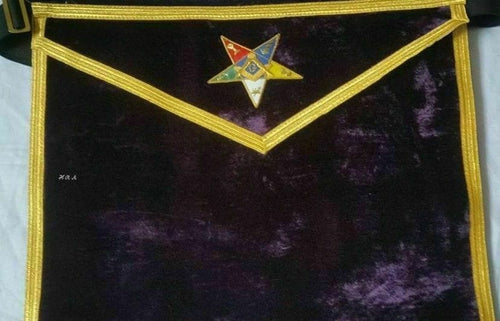 RIAZ IMPEX MASONIC REGALIA MASONIC OES HAND EMBROIDER WORTHY PATRON/MATRON APRON AND COLLAR SET PURPLE