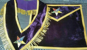 RIAZ IMPEX MASONIC REGALIA MASONIC OES HAND EMBROIDER WORTHY PATRON/MATRON APRON AND COLLAR SET PURPLE