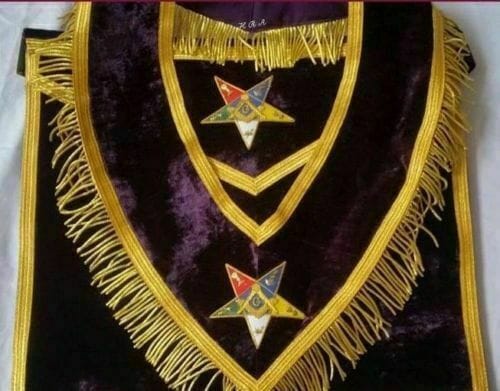 RIAZ IMPEX MASONIC REGALIA MASONIC OES HAND EMBROIDER WORTHY PATRON/MATRON APRON AND COLLAR SET PURPLE