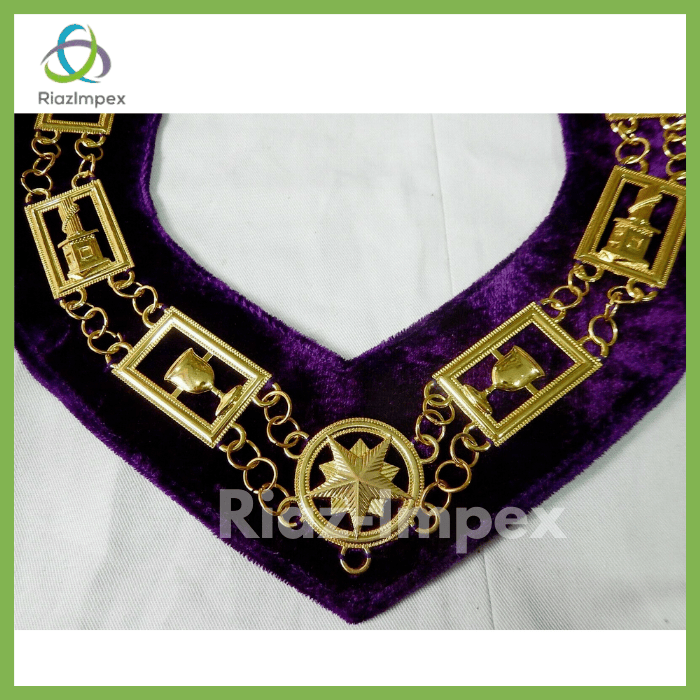 RIAZ IMPEX MASONIC REGALIA Masonic OES Order of Eastern Star Gold Metal Chain Collar - LOT of 10
