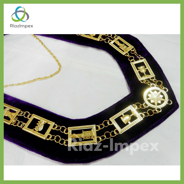 RIAZ IMPEX MASONIC REGALIA Masonic OES Order of Eastern Star Gold Metal Chain Collar - LOT of 10