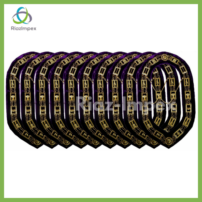RIAZ IMPEX MASONIC REGALIA Masonic OES Order of Eastern Star Gold Metal Chain Collar - LOT of 10