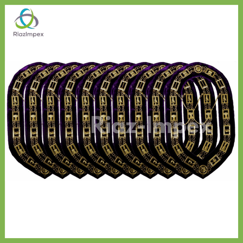 RIAZ IMPEX MASONIC REGALIA Masonic OES Order of Eastern Star Gold Metal Chain Collar - LOT of 10