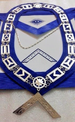 RIAZ IMPEX MASONIC REGALIA MASONIC OFFICER MASTER MASON APRON, CHAIN COLLAR WITH JEWEL