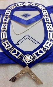 Masonic Officer Master Mason Apron, Chain Collar with Jewel