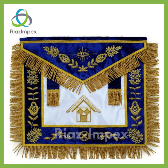 RIAZ IMPEX MASONIC REGALIA Masonic Past Master Apron Blue Bullion Hand Embroidered