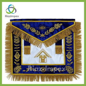 RIAZ IMPEX MASONIC REGALIA Masonic Past Master Apron Blue Bullion Hand Embroidered