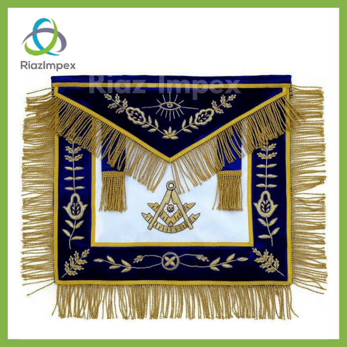 Masonic Past Master Blue Apron Hand Embroidered Bullion Vine Work ...