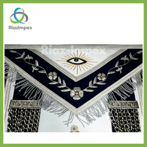 RIAZ IMPEX MASONIC REGALIA Masonic Past Master Apron Gold and Silver Hand Embroidery Apron