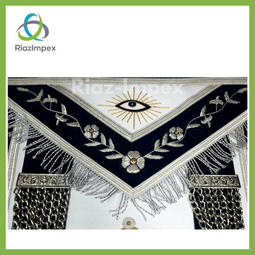 RIAZ IMPEX MASONIC REGALIA Masonic Past Master Apron Gold and Silver Hand Embroidery Apron