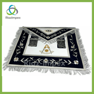 RIAZ IMPEX MASONIC REGALIA Masonic Past Master Apron Gold and Silver Hand Embroidery Apron