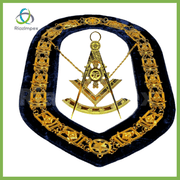 Masonic PAST MASTER GOLD Chain Collar BLUE Backing + Pendant BEST QUALITY