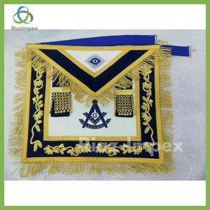 RIAZ IMPEX MASONIC REGALIA MASONIC PAST MASTER HAND EMBROIDERY APRON and CHAIN COLLAR
