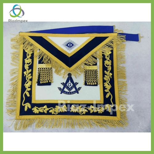 RIAZ IMPEX MASONIC REGALIA MASONIC PAST MASTER HAND EMBROIDERY APRON and CHAIN COLLAR