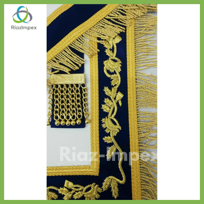 RIAZ IMPEX MASONIC REGALIA MASONIC PAST MASTER HAND EMBROIDERY APRON and CHAIN COLLAR