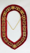 Masonic Past Master Mason Chain Collar Gold Plated Red Velvet Backing