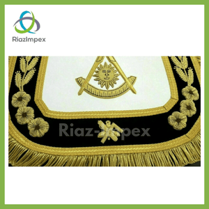 RIAZ IMPEX MASONIC REGALIA Masonic Past Master The California Apron Hand Made Gold Bullion Embroidered