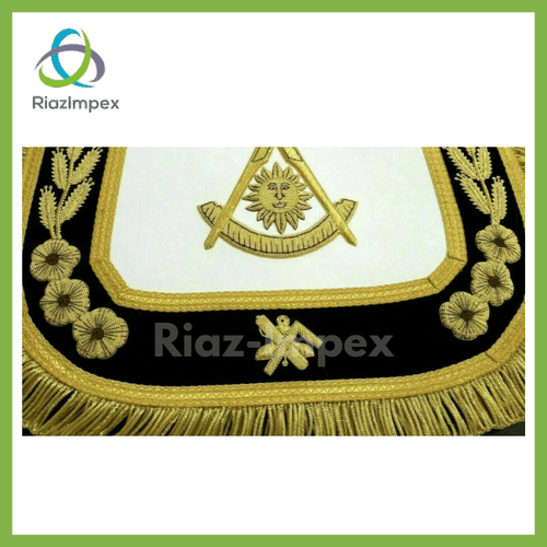 RIAZ IMPEX MASONIC REGALIA Masonic Past Master The California Apron Hand Made Gold Bullion Embroidered