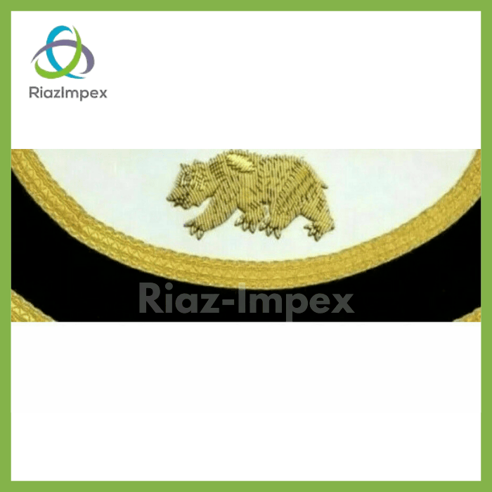 RIAZ IMPEX MASONIC REGALIA Masonic Past Master The California Apron Hand Made Gold Bullion Embroidered
