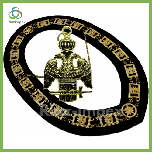 RIAZ IMPEX MASONIC REGALIA Masonic Regalia 32 Degree COLLAR Wings Down SCOTTISH RITE jewel Best Quality