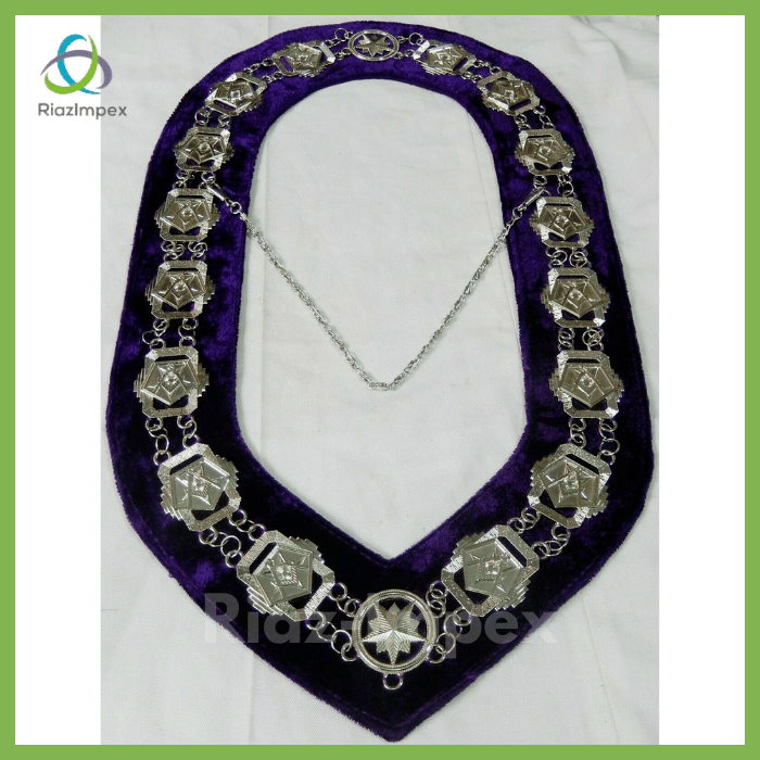 RIAZ IMPEX MASONIC REGALIA Masonic Regalia 3D Order of Eastern Star Patron Silver Metal Chain Collar