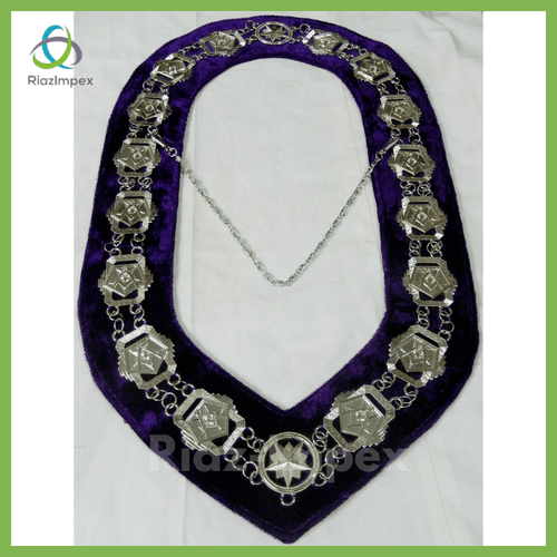 RIAZ IMPEX MASONIC REGALIA Masonic Regalia 3D Order of Eastern Star Patron Silver Metal Chain Collar