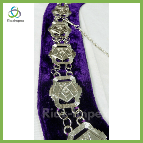 RIAZ IMPEX MASONIC REGALIA Masonic Regalia 3D Order of Eastern Star Patron Silver Metal Chain Collar