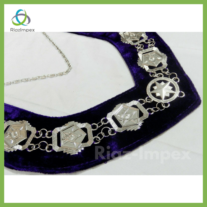 RIAZ IMPEX MASONIC REGALIA Masonic Regalia 3D Order of Eastern Star Patron Silver Metal Chain Collar