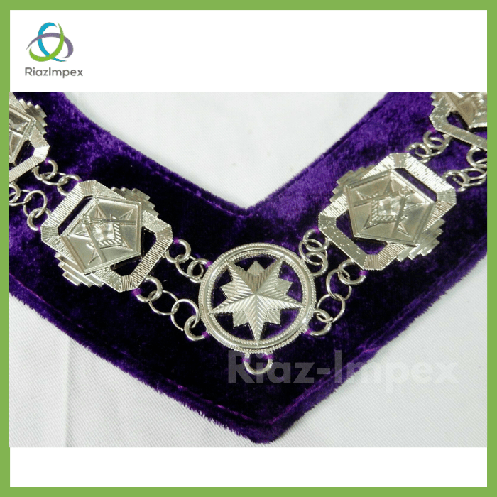 RIAZ IMPEX MASONIC REGALIA Masonic Regalia 3D Order of Eastern Star Patron Silver Metal Chain Collar