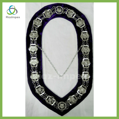 RIAZ IMPEX MASONIC REGALIA Masonic Regalia 3D Order of Eastern Star Patron Silver Metal Chain Collar