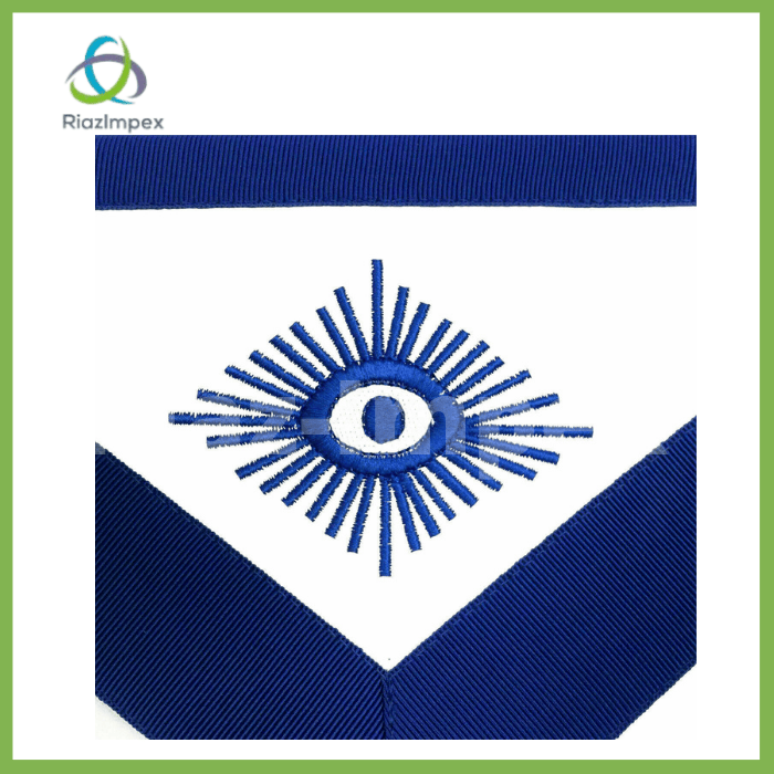 RIAZ IMPEX MASONIC REGALIA Masonic Regalia Aprons Blue Lodge Officers Set of 12 & Blue Backing Chain Collar