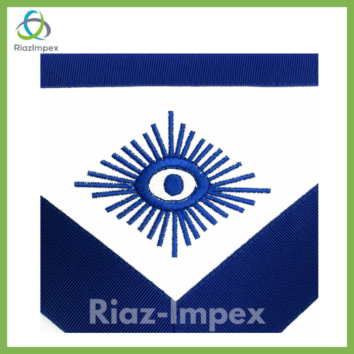 RIAZ IMPEX MASONIC REGALIA Masonic Regalia Aprons Blue Lodge Officers Set of 12 & Blue Backing Chain Collar